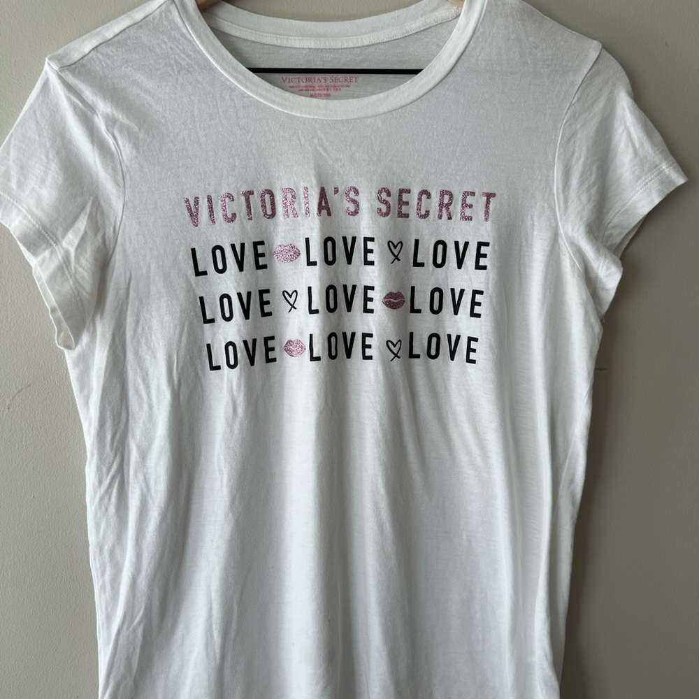 Victoria's Secret White Fitted Short Sleeve Tee